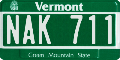 VT license plate NAK711
