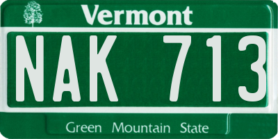 VT license plate NAK713