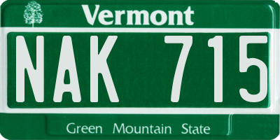 VT license plate NAK715