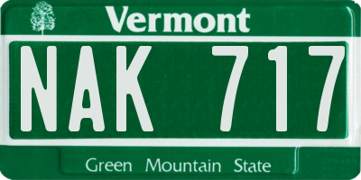 VT license plate NAK717