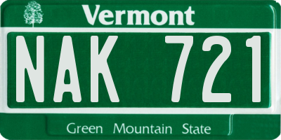 VT license plate NAK721
