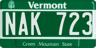 VT license plate NAK723