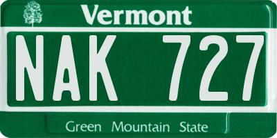 VT license plate NAK727