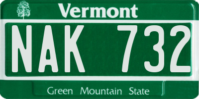 VT license plate NAK732