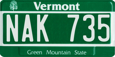 VT license plate NAK735