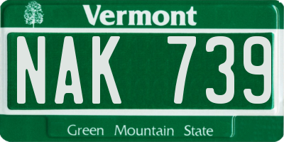 VT license plate NAK739