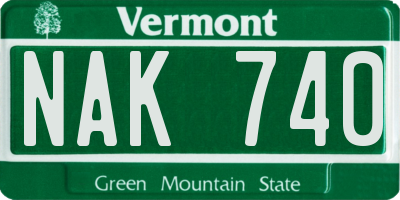 VT license plate NAK740