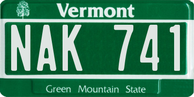 VT license plate NAK741