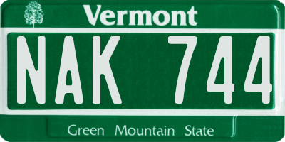 VT license plate NAK744