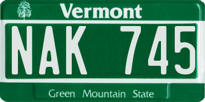 VT license plate NAK745