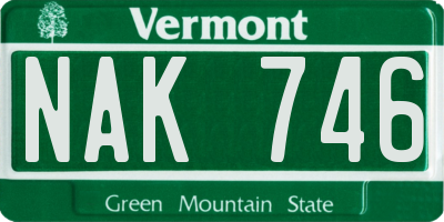 VT license plate NAK746