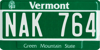 VT license plate NAK764
