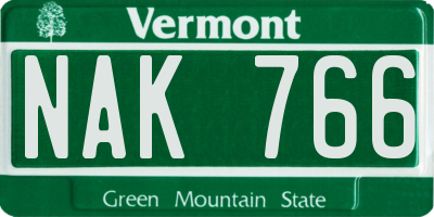 VT license plate NAK766