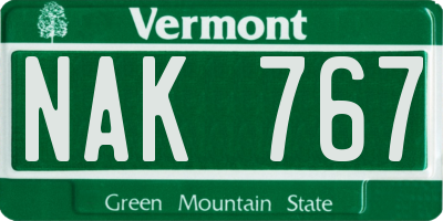 VT license plate NAK767