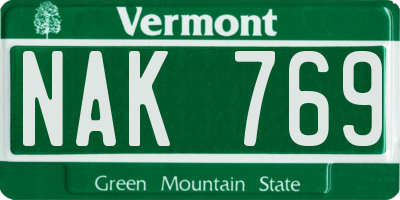 VT license plate NAK769