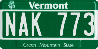 VT license plate NAK773