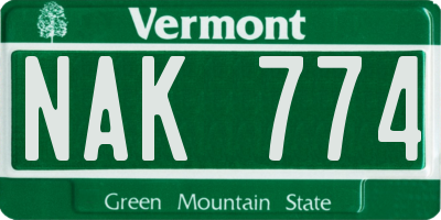 VT license plate NAK774