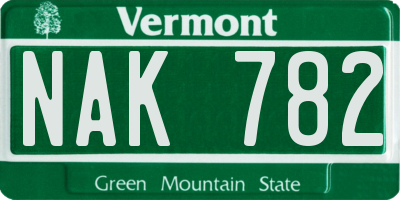 VT license plate NAK782