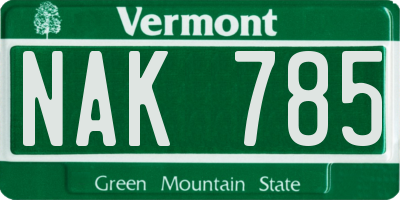 VT license plate NAK785
