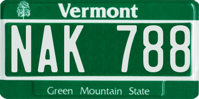 VT license plate NAK788