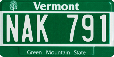 VT license plate NAK791