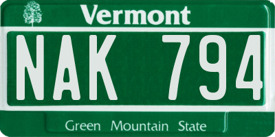 VT license plate NAK794