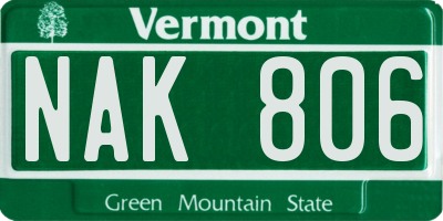 VT license plate NAK806