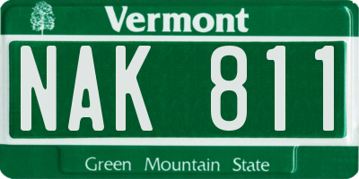 VT license plate NAK811