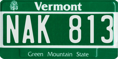 VT license plate NAK813