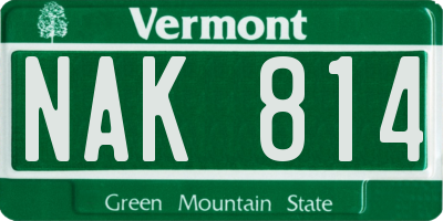 VT license plate NAK814
