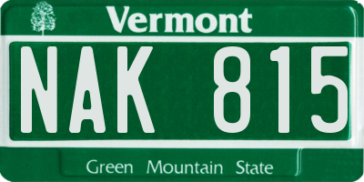 VT license plate NAK815