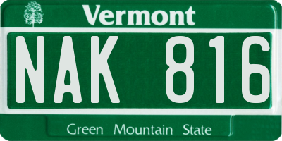 VT license plate NAK816
