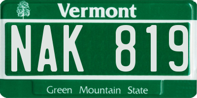 VT license plate NAK819