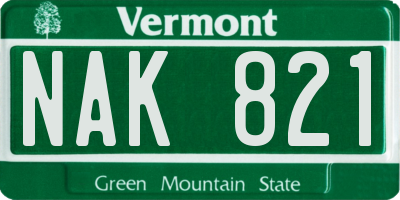 VT license plate NAK821