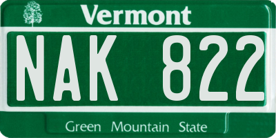 VT license plate NAK822