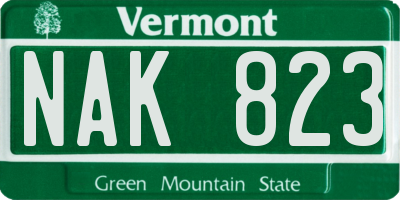 VT license plate NAK823
