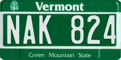 VT license plate NAK824