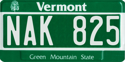 VT license plate NAK825