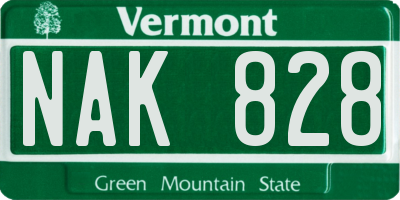 VT license plate NAK828