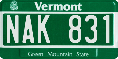 VT license plate NAK831