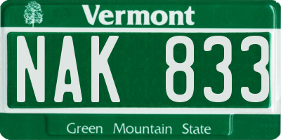 VT license plate NAK833