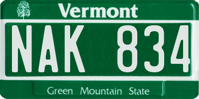 VT license plate NAK834