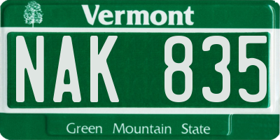 VT license plate NAK835
