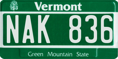 VT license plate NAK836