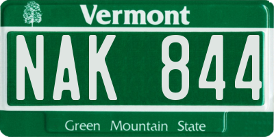 VT license plate NAK844
