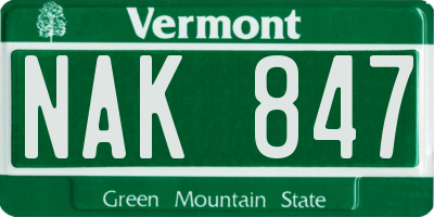 VT license plate NAK847