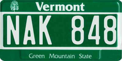 VT license plate NAK848