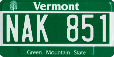 VT license plate NAK851
