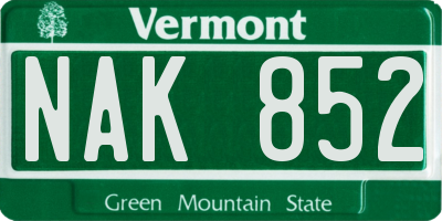 VT license plate NAK852