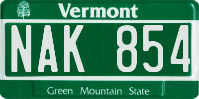 VT license plate NAK854